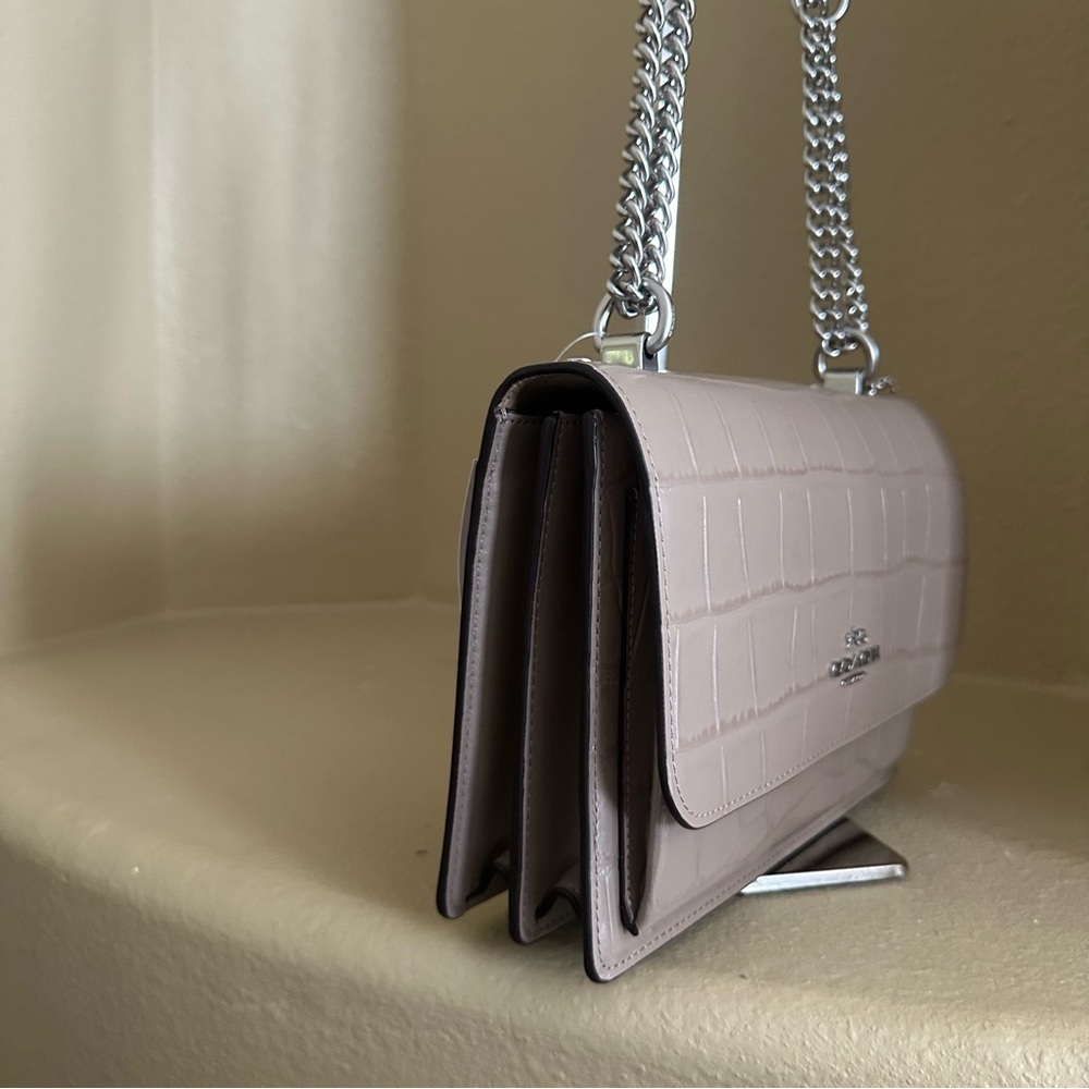 Coach Klare Beige Croc-Embossed Crossbody shoulder Bag - Picture 14 of 15